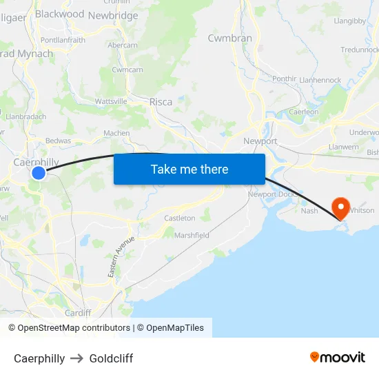 Caerphilly to Goldcliff map