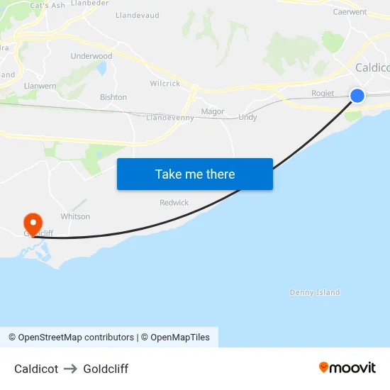 Caldicot to Goldcliff map
