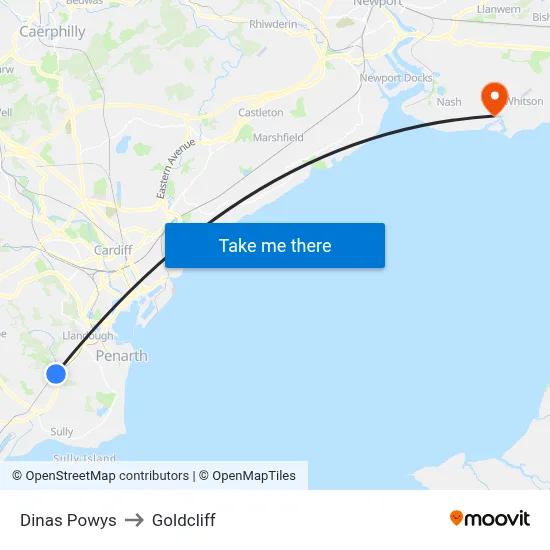 Dinas Powys to Goldcliff map