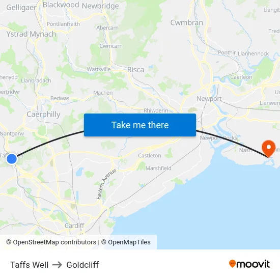 Taffs Well to Goldcliff map