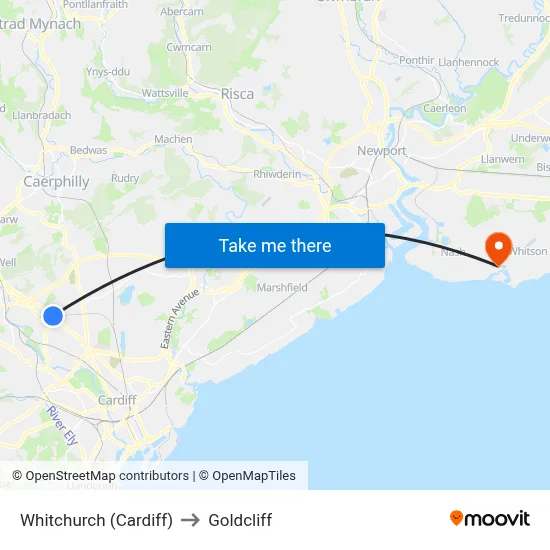 Whitchurch (Cardiff) to Goldcliff map