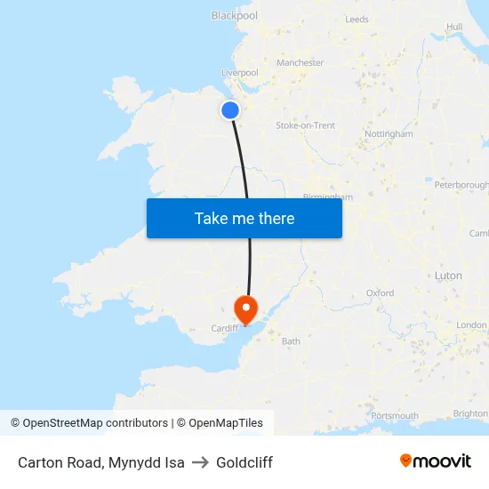 Carton Road, Mynydd Isa to Goldcliff map