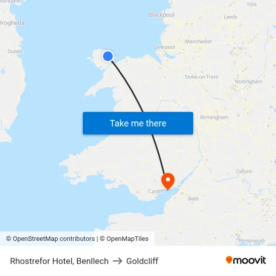 Rhostrefor Hotel, Benllech to Goldcliff map
