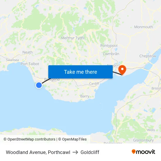 Woodland Avenue, Porthcawl to Goldcliff map