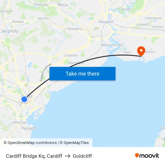 Cardiff Bridge Kq, Cardiff to Goldcliff map
