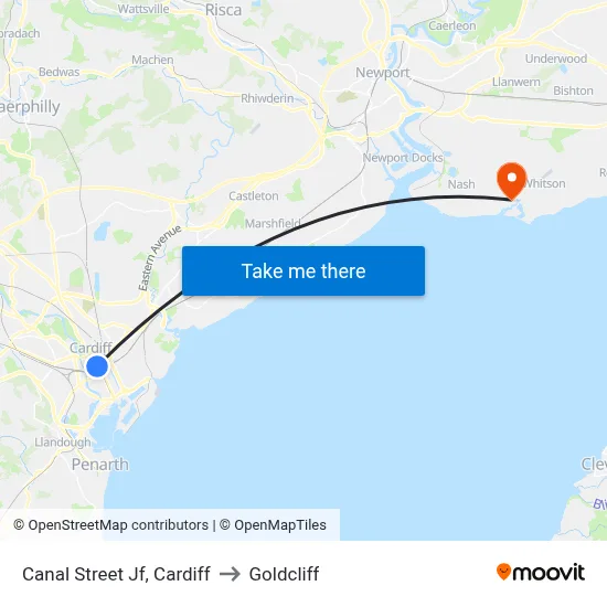 Canal Street Jf, Cardiff to Goldcliff map