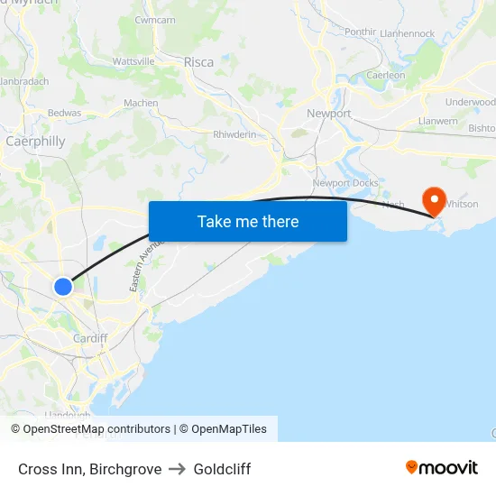 Cross Inn, Birchgrove to Goldcliff map