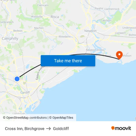 Cross Inn, Birchgrove to Goldcliff map