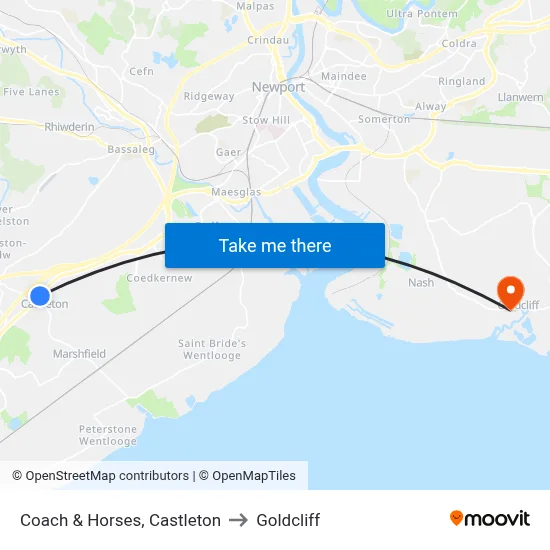 Coach & Horses, Castleton to Goldcliff map