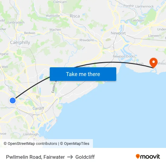 Pwllmelin Road, Fairwater to Goldcliff map