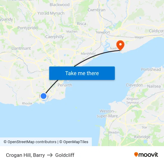 Crogan Hill, Barry to Goldcliff map