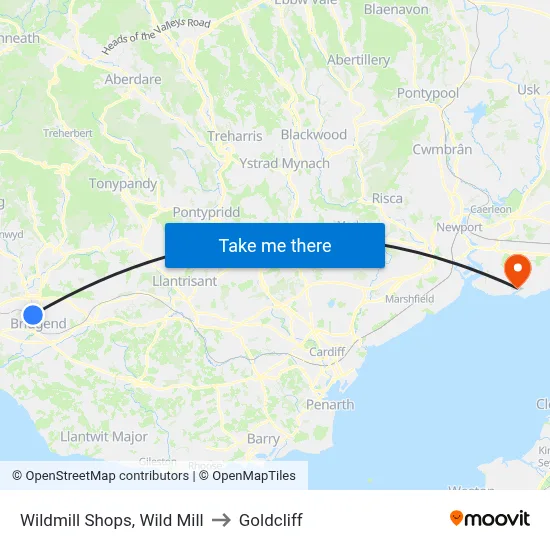 Wildmill Shops, Wild Mill to Goldcliff map