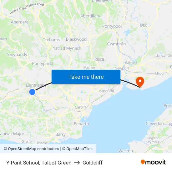 Y Pant School, Talbot Green to Goldcliff map