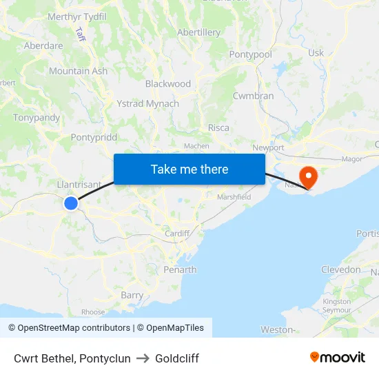 Cwrt Bethel, Pontyclun to Goldcliff map