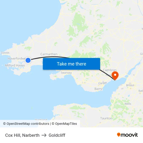 Cox Hill, Narberth to Goldcliff map