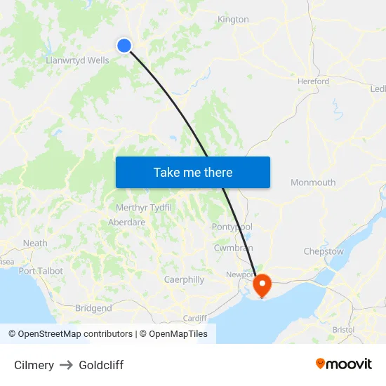 Cilmery to Goldcliff map