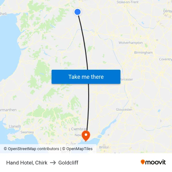 Hand Hotel, Chirk to Goldcliff map
