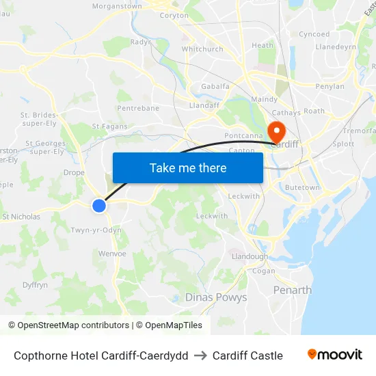 Copthorne Hotel Cardiff-Caerdydd to Cardiff Castle map