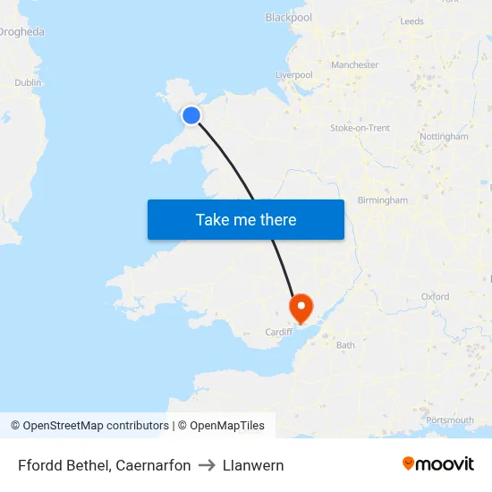 Ffordd Bethel, Caernarfon to Llanwern map