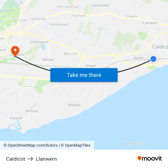 Caldicot to Llanwern map