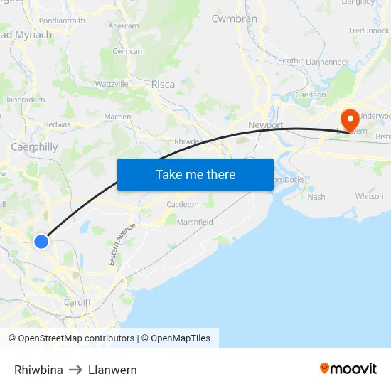 Rhiwbina to Llanwern map