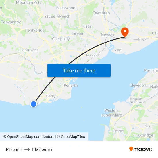 Rhoose to Llanwern map