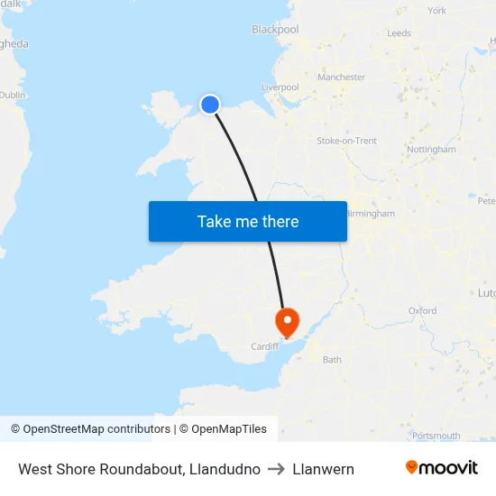 West Shore Roundabout, Llandudno to Llanwern map