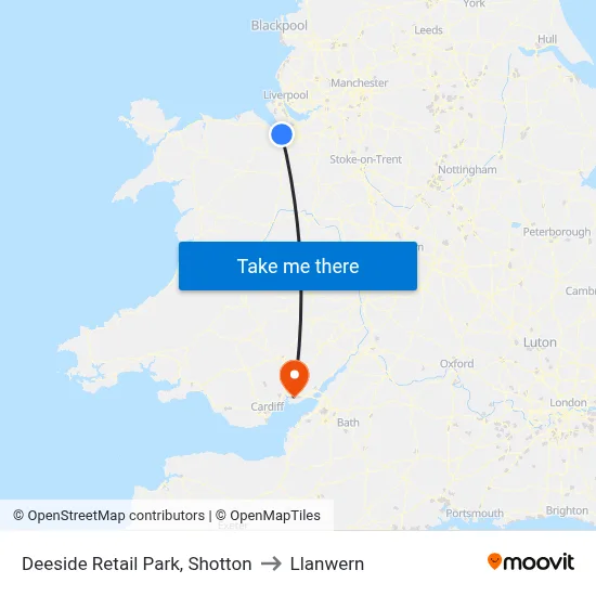 Deeside Retail Park, Shotton to Llanwern map