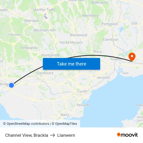 Channel View, Brackla to Llanwern map