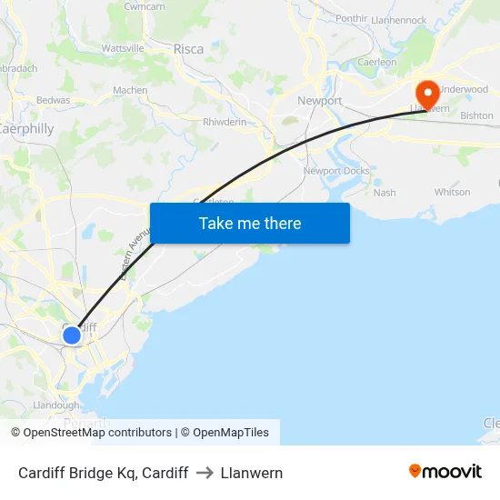 Cardiff Bridge Kq, Cardiff to Llanwern map