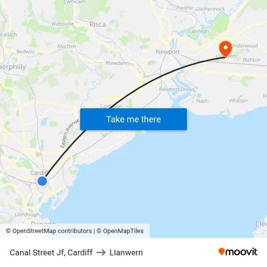 Canal Street Jf, Cardiff to Llanwern map