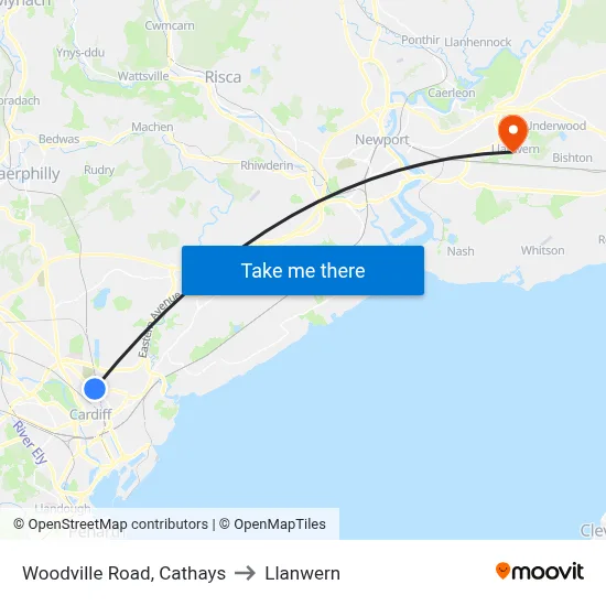 Woodville Road, Cathays to Llanwern map