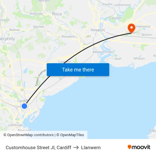 Customhouse Street Jl, Cardiff to Llanwern map
