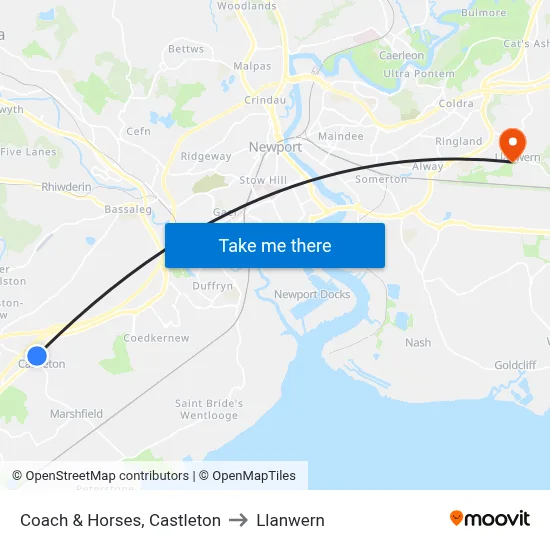 Coach & Horses, Castleton to Llanwern map