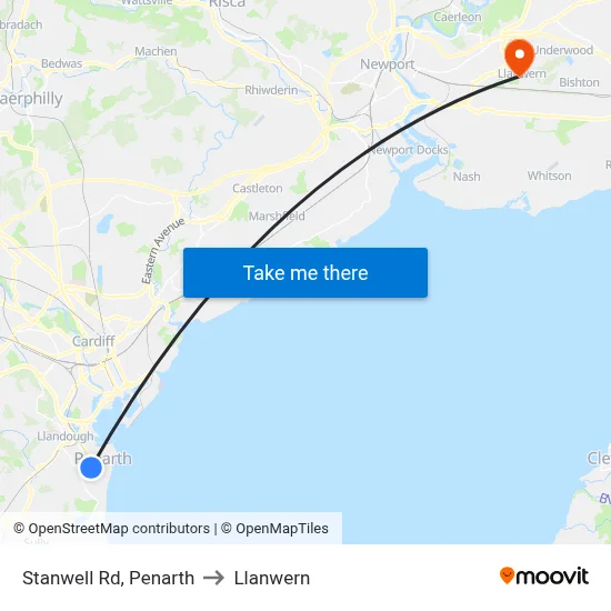 Stanwell Rd, Penarth to Llanwern map