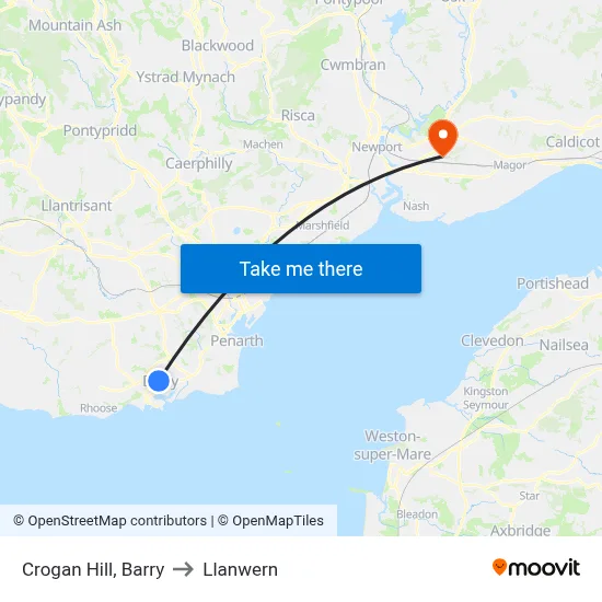 Crogan Hill, Barry to Llanwern map