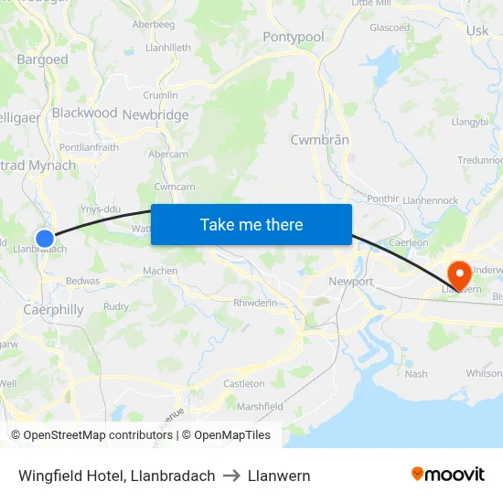 Wingfield Hotel, Llanbradach to Llanwern map