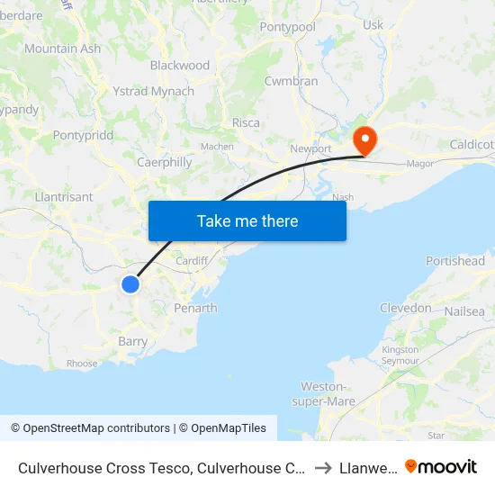 Culverhouse Cross Tesco, Culverhouse Cross to Llanwern map