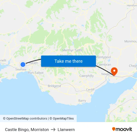 Castle Bingo, Morriston to Llanwern map