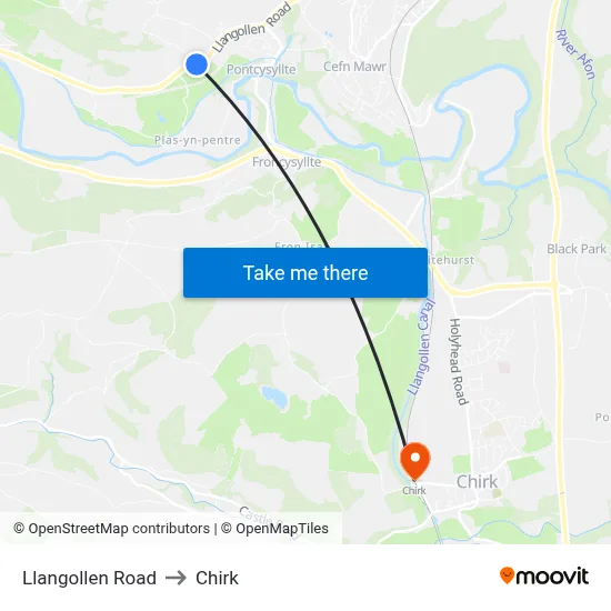 Llangollen Road to Chirk map