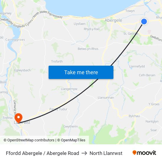 Ffordd Abergele / Abergele Road to North Llanrwst map