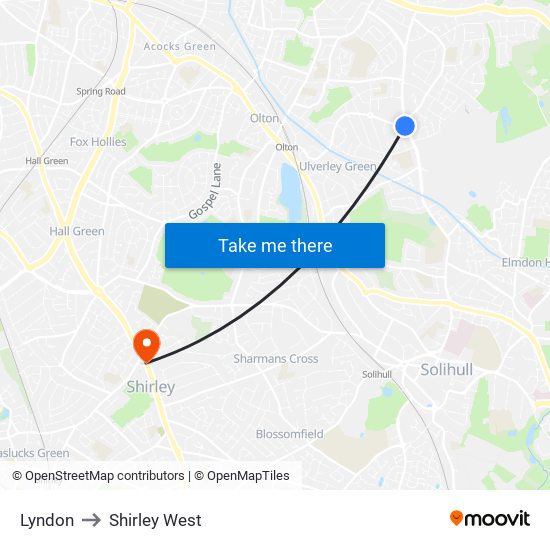 Lyndon to Shirley West map