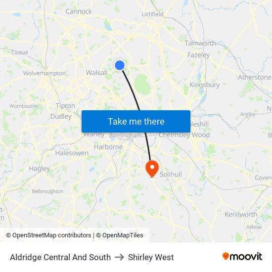 Aldridge Central And South to Shirley West map