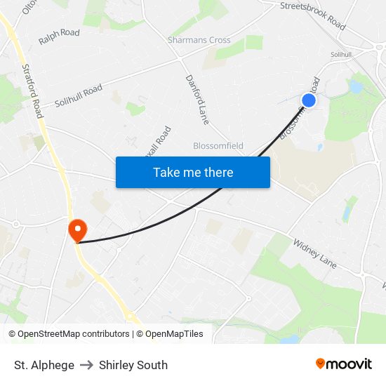 St. Alphege to Shirley South map