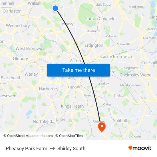 Pheasey Park Farm to Shirley South map