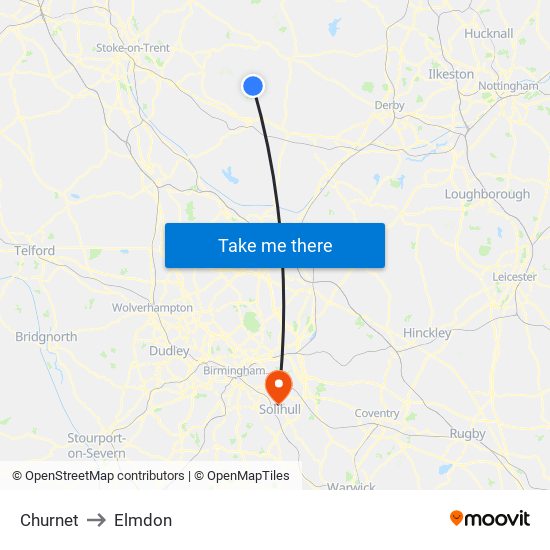 Churnet to Elmdon map