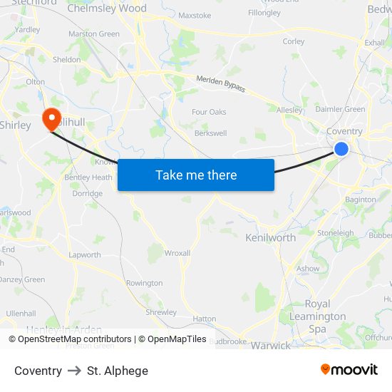 Coventry to St. Alphege map