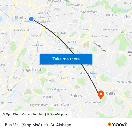 Bus Mall to St. Alphege map
