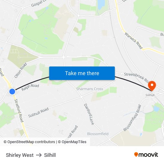 Shirley West to Silhill map