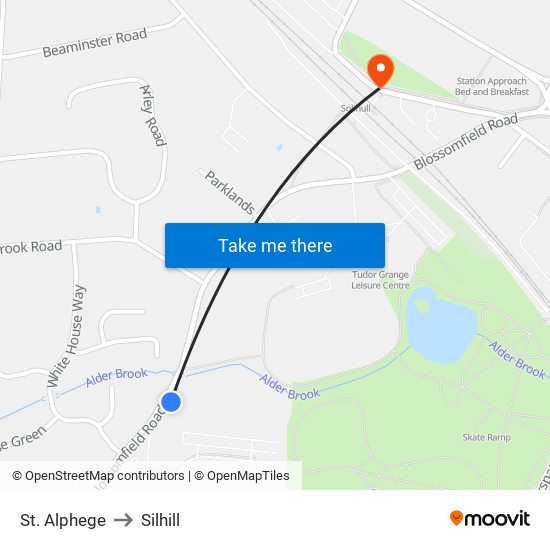 St. Alphege to Silhill map